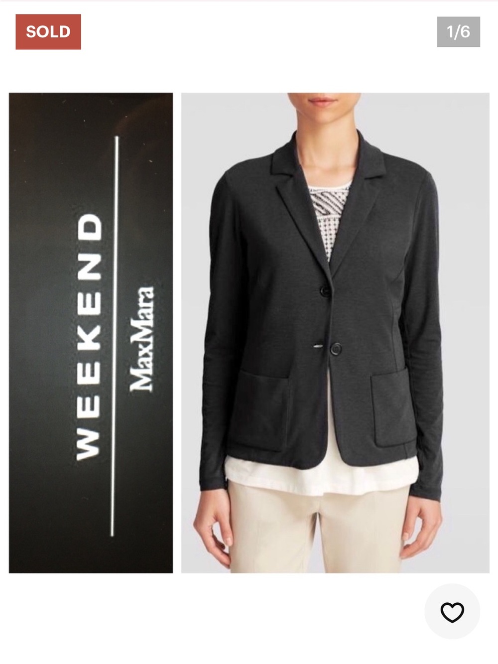 MaxMara Weekend Pepaia Jersey Knit Blazer Black Small